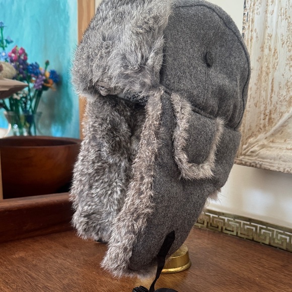 Mad Bomber Accessories - Mad Bomber Gray Fur Lined Trapper Hat